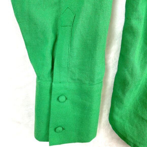 Meshiki Shirt Womens XS Green Linen Blend Oversized Button Shirt Relaxed Fit - Picture 3 of 8